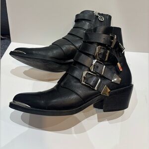 Black Leather Ankle Boots